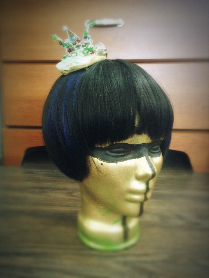 Princes Crown. Frog and the prince flower. Swarowski Crystal. Burlesque, Rockabilly, Pin Up, shabby chic, hat clip.