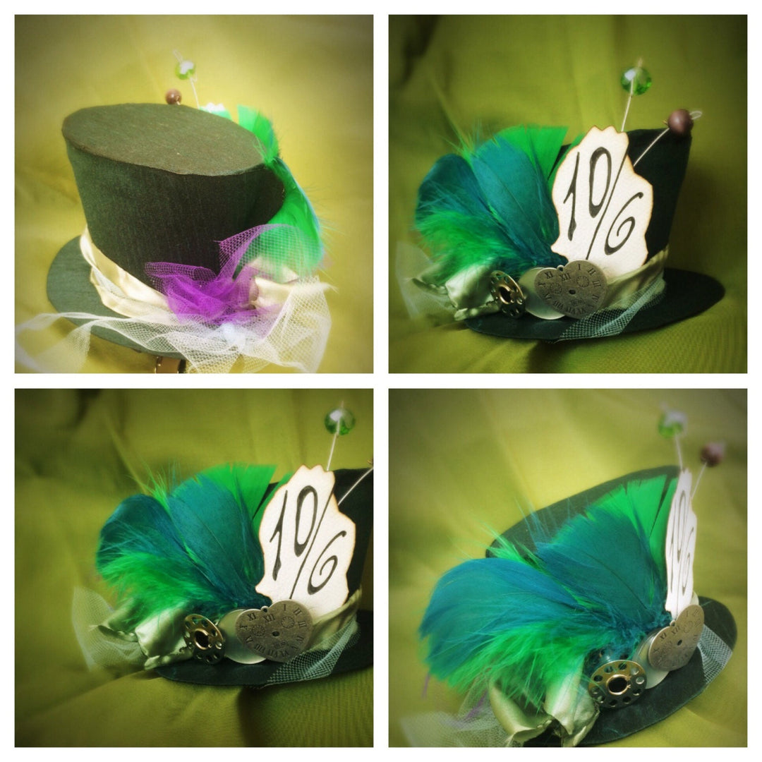 Any colors :) Custom made. Mini top hat, Steampunk, Mad Hatter, Alice in Wonderland, Burlesque, cosplay, party