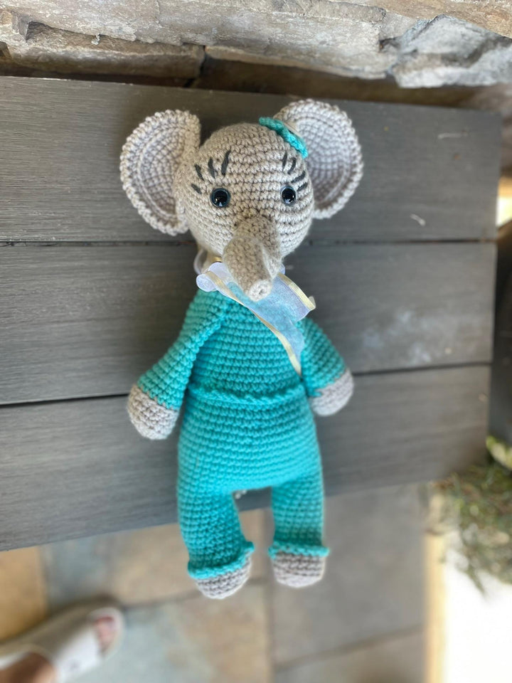 Elephant !!! Handmade Amigurumi Crochet Toy – Customize a special name Adorable & Unique Gifts