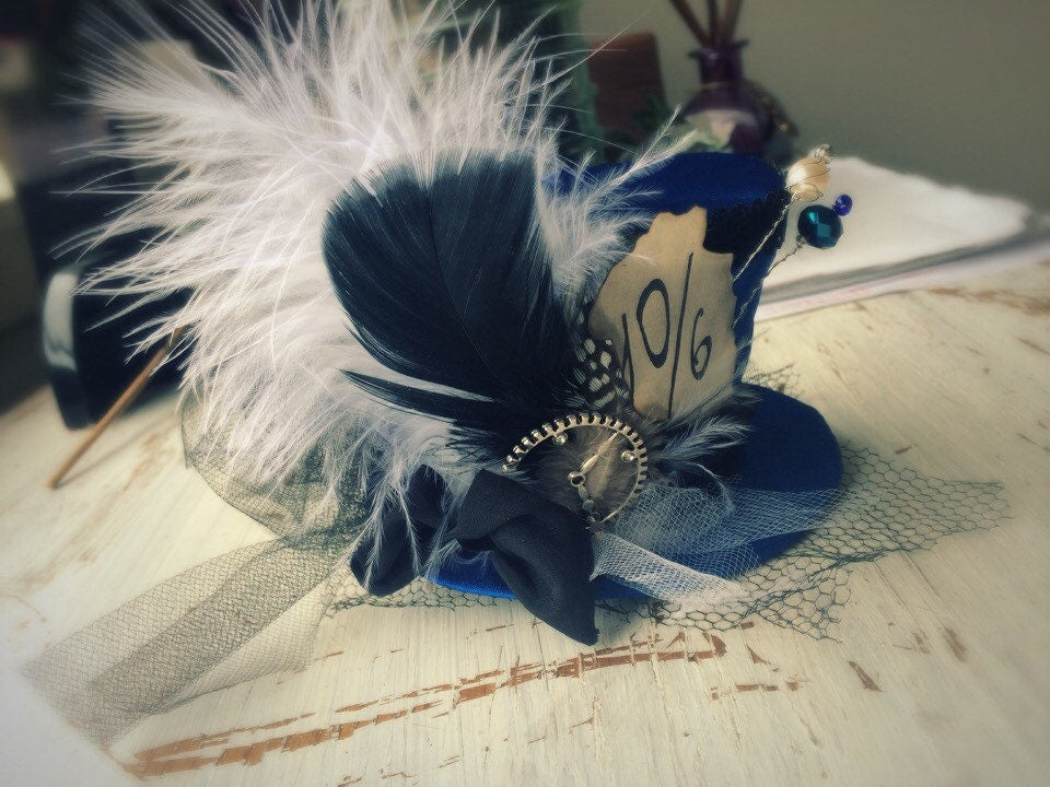 Made to order! Mini top hat, Steampunk, Mad Hatter, Alice in Wonderland, Burlesque, cosplay, party hat, wedding, hair accessor